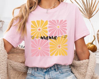 Retro Flower Mama Shirt, Botanical Mom Shirts, Floral Mom Tees, Groovy Mama Shirt, Mother's Day Gift,  New Mom Shirts, Expecting Mom Gift