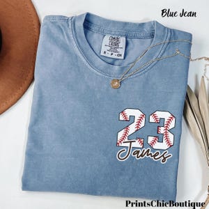 Chemise de baseball personnalisée avec poche, Baseball Comfort Colors®, chemise de baseball personnalisée avec numéro, cadeau baseball, t-shirt de fan de baseball, t-shirt pour maman sportive