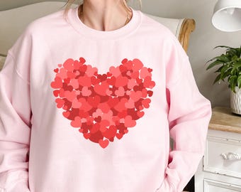 Womens Heart Sweatshirt, Valentine day Heart Sweatshirt, Love Sweatshirt, Womens Gifts, Gift for Wife, Heart Shirt, Pullover Sweatshirt