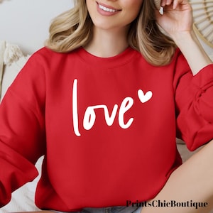 Love Sweatshirt, Heart Hoodie, Valentines Day Sweatshirt, Women&#39;s Sweatshirt, Couple Sweatshirt, Gift For Her, Love Hoodie