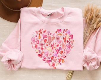 Valentine Day Heart Sweatshirt, Brushstroke Heart Sweater, Cute Heart Shirt, Love Sweatshirt, Valentine's Day Shirt, Girls Valentine Shirt