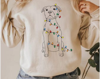 Christmas Dog Sweatshirt, Dog Owner Christmas Gift, Pitbull Christmas Shirt, Pitbull Mom Gift, Christmas Crewneck, Holiday Sweater, Xmas Tee