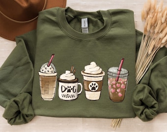 Coffee Dog Mom Sweatshirt, Mother's Day Sweat, Coffee Lover Sweatshirt, Coffee And Dog, Dog Mom Gift,Coffee And Mom, Gift for Dog Lover