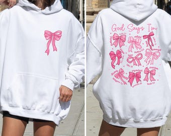 God Says I Am Coquette Bow Sweatshirt, Women's Christian Sweatshirt, Balletcore Christian Sweaer, Christian Girl Gifts, Pink Coquette Bow