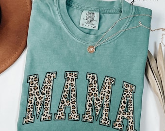 Comfort Colors® Leopard Mama Shirt, Mothers Day Gift, Mom Shirt, Retro Mama Shirt, Gift For Mom, Mama Shirt, Leopard Mama T-Shirt