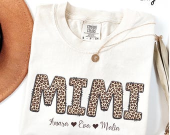 Personalized Mimi Shirt with Grandkids Names, Leopard Mimi T-Shirt, Mimi Gifts, Mother's Day Shirt, Custom Kids Names Grandma Shirt,Mimi Tee