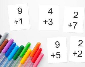 Addition flash cards | Etsy