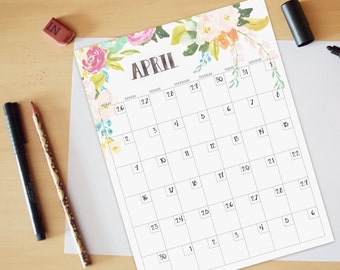 Reusable Printable Calendar - Etsy