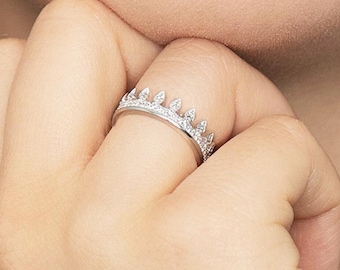 Crown Ring Sterling Silver 925 Queen Crown Ring With 5A CZ