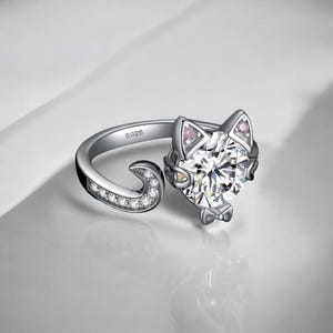 Cat Ring, 925 Sterling Silver, Adjustable Ring, Cat Face Ring, Minimalist Silver Ring, Cat Lover Gift Ring