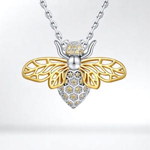 Bee Necklace, 925 Sterling Silver, 18K Gold Plated, Bee Jewerly For Women, Nature Lover Gift