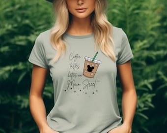 Comfort Colors® Disney Coffee Lover Unisex Garment-Dyed T-shirt, Fun Tee for Vacation or Home, Mickey Ears Design