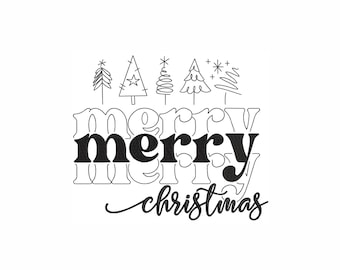 Merry Christmas Machine Embroidery Design. 6 Sizes. Christmas Embroidery Design. New Year Embroidery. Christmas Trees Machine Embroidery.