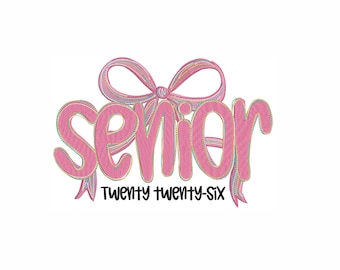 Class of 2026 Machine Embroidery Design. 5 Sizes. Preppy Senior Embroidery Coquette Senior 2026 Embroidery Graduation High School Embroidery