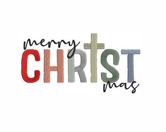 Merry Christmas Machine Embroidery Design. 7 Sizes. Christian Christmas Embroidery Design. Digital Download. Instant Download.