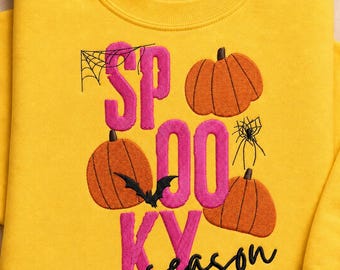 Spooky Season 6 Sizes Machine Embroidery Design, Halloween Pumpkin Embroidery Design, Instant Download, Digital File.