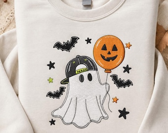 Cool Ghost 5 Sizes Halloween Machine Embroidery Design, Cute Spooky Kids Halloween Embroidery Design, Instant Download, Digital File.