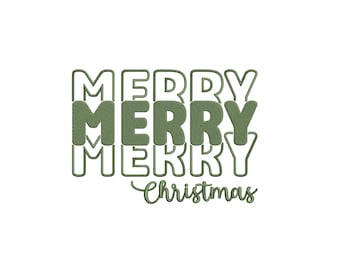 Merry Christmas Machine Embroidery Design. 7 Sizes. Christmas Embroidery Design. New Year Embroidery. Christmas Vibes Machine Embroidery.