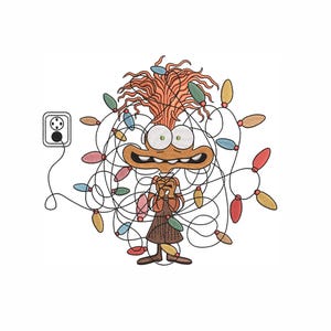 Anxiety Christmas Machine Embroidery Design. 5 Sizes. Christmas Cartoon Embroidery Design. Christmas Light Embroidery Design.