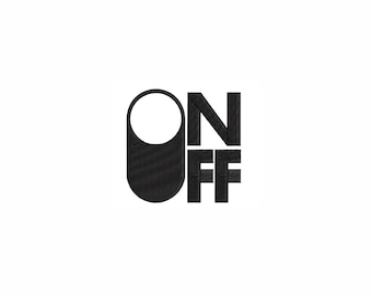 On Off Machine Embroidery Design 5 Sizes, Minimalist Switch Typography PES File, Modern Statement Embroidery Pattern. Digital Download.