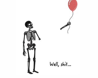 Funny Skeleton Balloon 4 Sizes Machine Embroidery Design, Sarcastic Dark Humor Halloween Embroidery Design, Instant Download, Digital File.