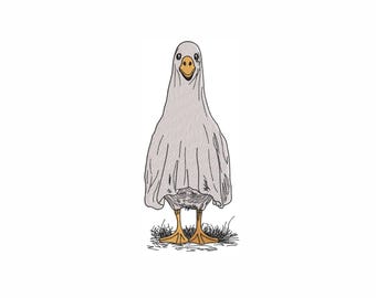 Ghost Goose Embroidery Design. 7 Sizes. Funny Halloween Duck Embroidery, Spooky Cute Machine Embroidery File for Halloween Projects.