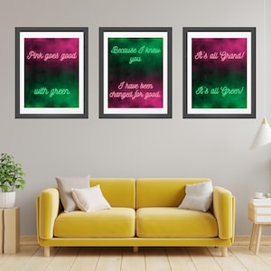 Wicked-Inspired Digital Art Bundle | Neon Broadway Quotes | Instant Download | Wicked Musical Wall Art