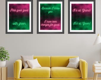 Wicked-Inspired Digital Art Bundle | Neon Broadway Quotes | Instant Download | Wicked Musical Wall Art