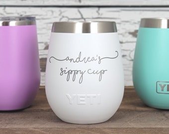 Personalized Engraved YETI or Polar Camel Wine Tumbler Mommy's Sippy Cup  Design
