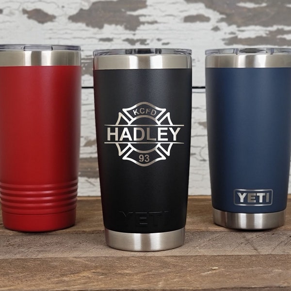 Personalized Custom Engraved YETI® 20oz Tumbler or Polar Camel 20oz Tumbler Fireman, Maltese, Fire Department, First Responder, EMT, FM1