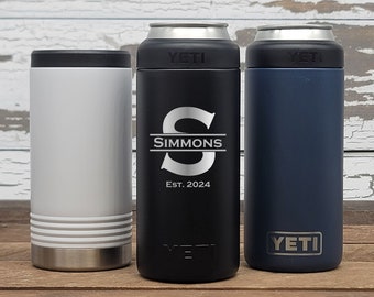 Personalized Mongram Engraved YETI Slim Colster OR Polar Camel Skinny Can Holder Energy Drink Hard Seltzer White Claw® Truly® Vizzy® SM1