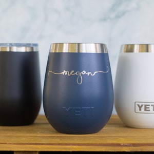Personalized Engraved YETI W Lid or Polar Camel Wine Tumbler