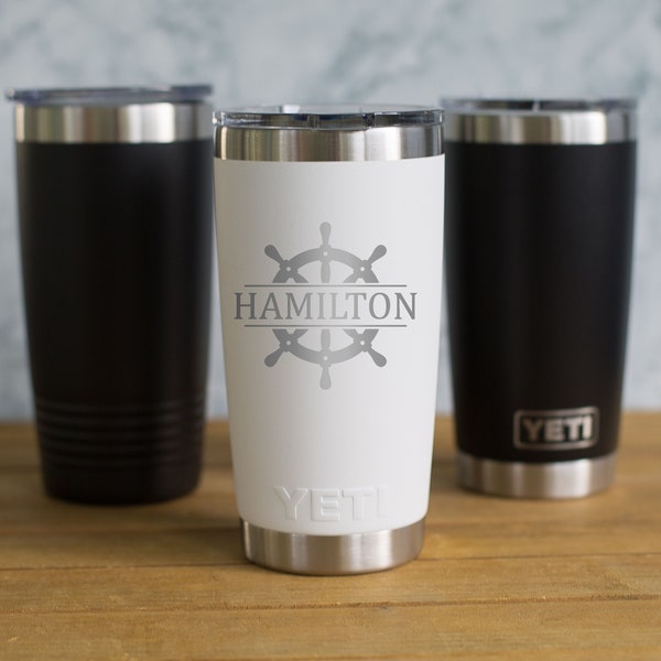 Personalized Engraved YETI® 20oz or Polar Camel 20oz Split Monogram Captain, First Mate, Ship, Boat, Gift for Him or Her, Lake Life, SW1