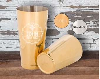 Boston Shaker Set - Gold, Stainless, A Bar Above, Cocktail, Martini Shaker, Jigger, Engraved Wedding Gift, Barware, Home Bar, Groom FD1