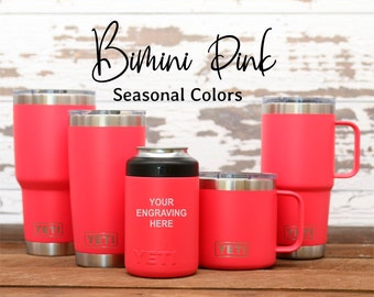 Personalized Custom Engraved Bimini Pink YETI® Tumbler Birthday Gift Logo Unique Book Movie Quote Song Lyric Verse, Wine, Travel Cup