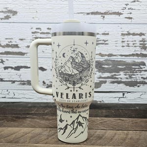 ACOTAR Stanley Quencher 40 oz Straw Tumbler Wrap, Velaris Inspired, Engraved, Fantasy Gift, Book Lover Cup