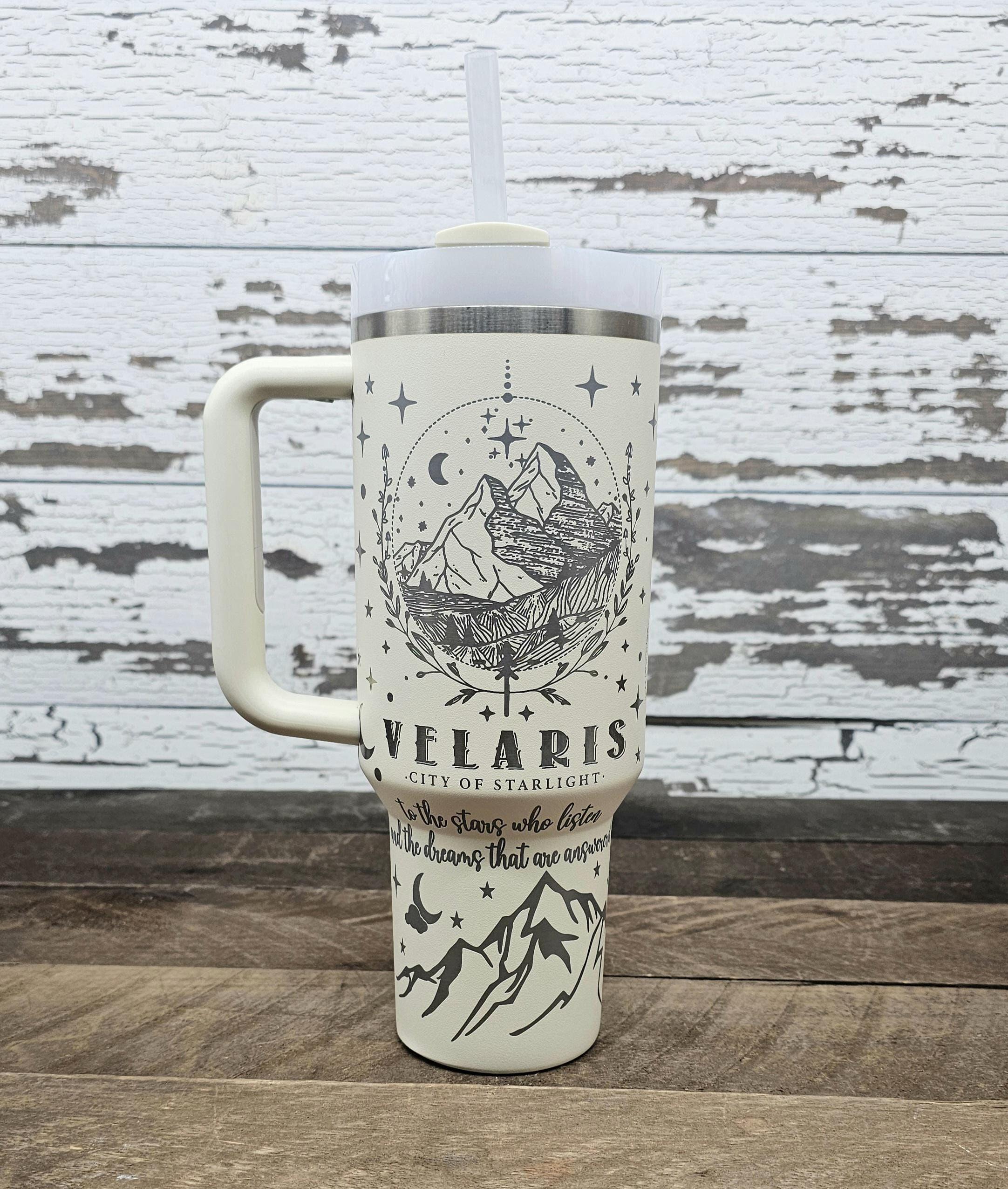 ACOTAR Stanley Quencher 40 oz Straw Tumbler Wrap, Velaris Inspired, Engraved, Fantasy Gift, Book Lover Cup