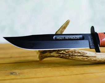 Personalized KA-BAR Knife, Blade Engraved, Military Commemorative, Custom Engraved Knife, Military Graduation, Law Enforcement Gift