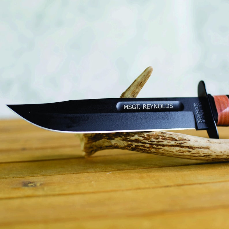 Personalized KA-BAR Knife, Blade Engraved, Military Commemorative, Custom Engraved Knife, Military Graduation, Law Enforcement Gift Bild 1