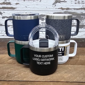 Personalized YETI 14 oz Stackable Mug Ceramic Lined Stainless Steel Custom Camp Coffee Mug Insulated Travel Cup