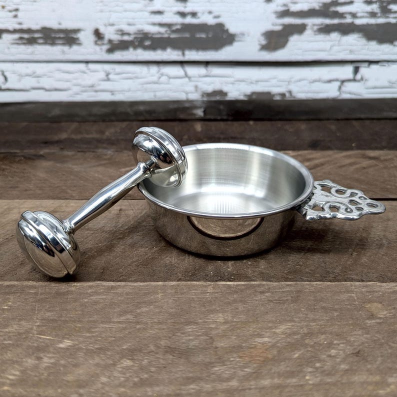 Engraved Pewter Baby Gift, Custom Rattle or Porringer, Personalized ...