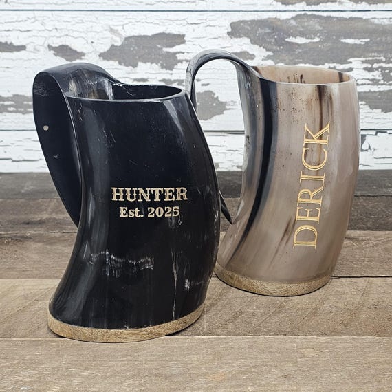 Handcrafted Viking Horn Tankard: Norse Beer Mug, Mead Ale Cup