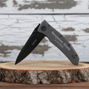 Personalized Kershaw Grid Pocket Knife, Engraved EDC Knife, Custom Folding Knife, Tactical Knife, Gift for Him, Stainless Steel Blade
