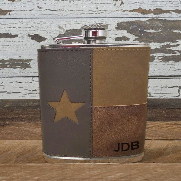 Personalized Custom Laser Engraved Texas Flask, Texans, Groomsman Gift, Father of the, Longhorns, Bachelor Party, Gift for Him, Gift for Her