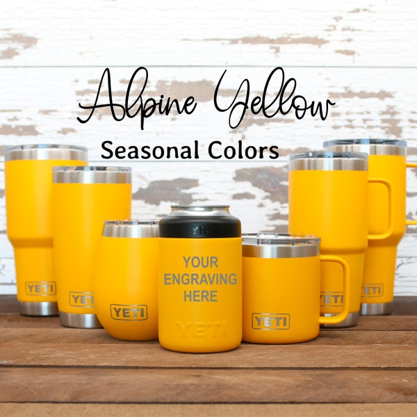 Personalized Custom Engraved Alpine Yellow YETI® Tumbler Birthday Gift Logo Unique Book Movie Quote Song Lyric Verse, Wine, Travel Cup