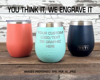 Personalized Yeti w/ Lid or Polar Camel Wine Tumbler, Engraved Insulated Cup, Custom Wine Glass, Travel Mug, Gift for Her or Him
