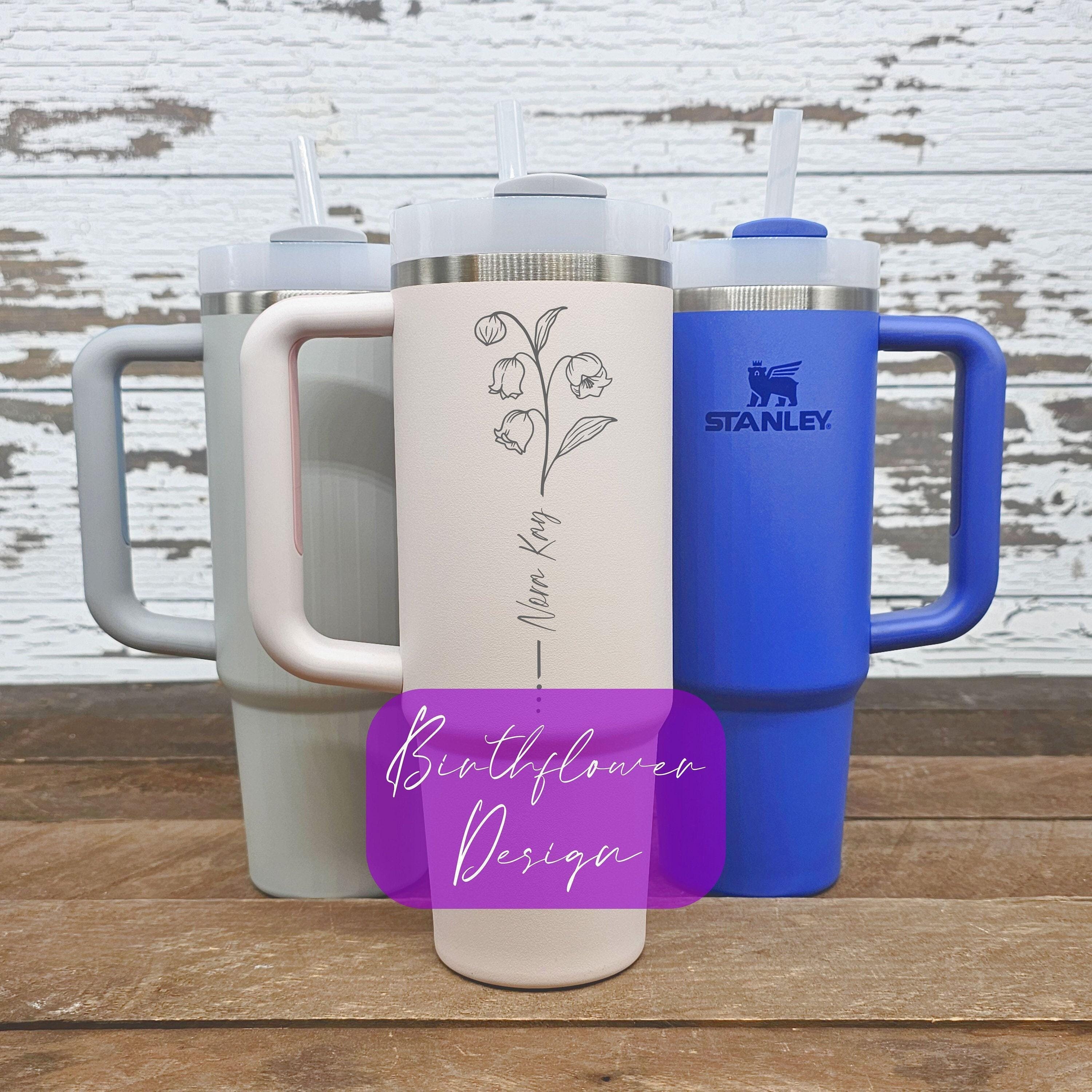 Personalized Stanley Quencher 30oz Tumbler with Engraved Birth Flower, Custom Floral Gift, Insulated Cup for Her, Engraved Gift BF1