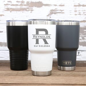 Personalized Engraved YETI® 30oz Tumbler or Polar Camel 30oz Tumbler Split Monogram, Gift for Him, Gift for Her, Wedding Gift, Monogram, SM1 image 1