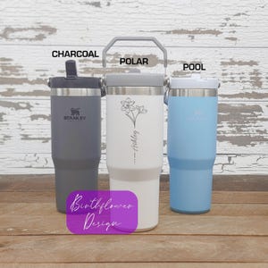 Custom Engraved Stanley IceFlow Tumbler 30oz - Flip Straw Travel Bottle