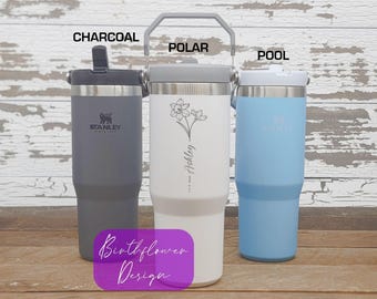 Custom Engraved Stanley IceFlow Tumbler 30oz - Flip Straw Travel Bottle